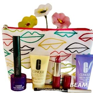 Clinique makeup bag plus 6pcs. Of …Clinique travel collection NWOT